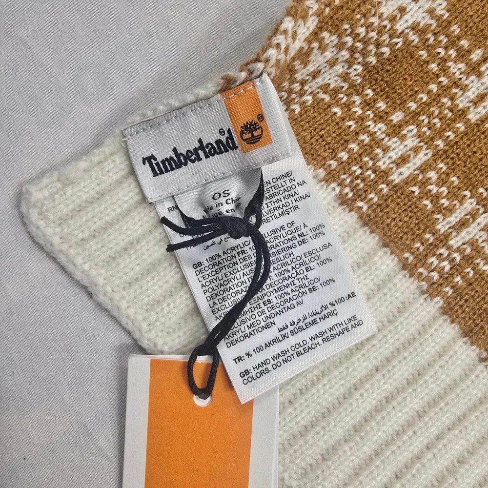 Timberland Men's Plaid Knit Scarf Brown White OS‎